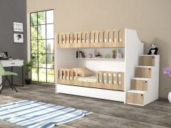 Astana Tamamı Mdf Yavrulu Seyyar Merdivenli  Ranza Ücretsiz Kurulum MB