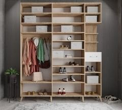 Açelya Portmanto Vestiyer Meşe-Beyaz Ücretsiz Kurulum Ölçü Seçenekli M10