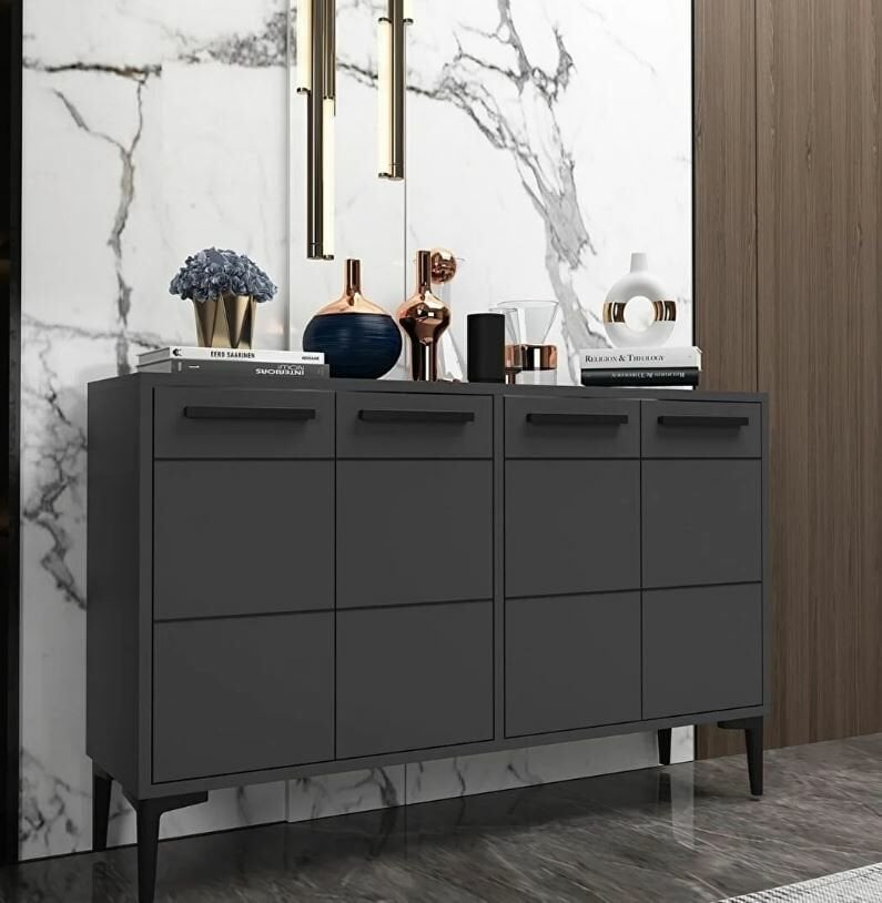 Marden Konsol Tv Sehpası Tv Ünitesi- Antrasit Gövde Antrasit Kapak