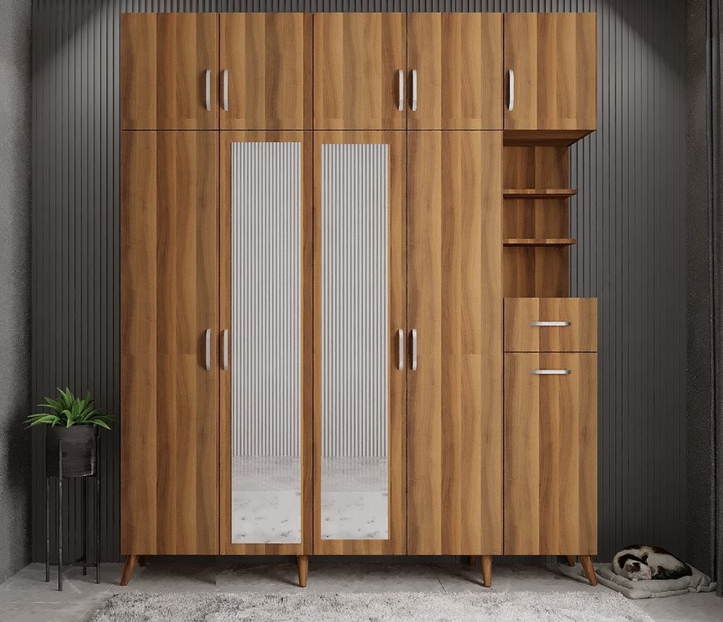 Açelya Portmanto Vestiyer Ceviz Ücretsiz Kurulum Ölçü Seçenekli M10