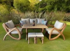 Violet  Masif Ahşap Bahçe Balkon Koltuk Kestane Ağacı 3+1+1 Koltuk, Masa ve Puf Takımı