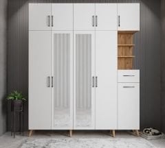 Açelya Portmanto Vestiyer Çam-Beyaz Ücretsiz Kurulum Ölçü Seçenekli M10