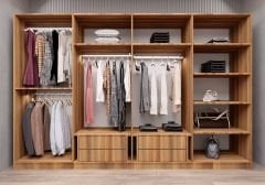 Dante Reflekte Cam 8 Kapaklı Gardırop Montaj Dahil Işıklandırma Hediyeli Ceviz Ölçü Seçenekli