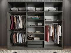 Runa Sürgü Kapaklı Dolap Gardırop Yüklüklü Füme Beyaz 240 cm - Ücretsiz Kurulum