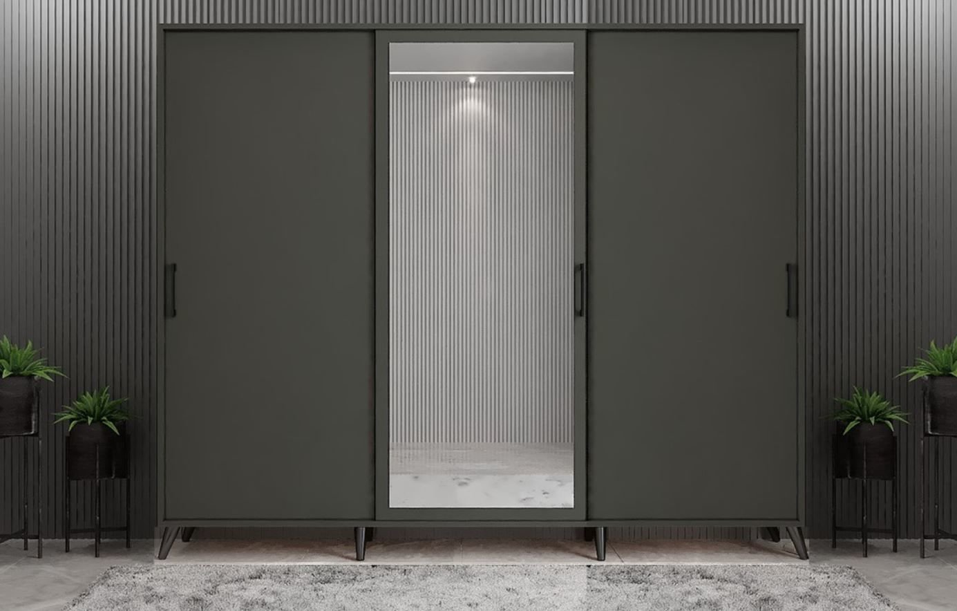 Beyzade Sürgülü Portmanto Vestiyer Füme - Ücretsiz Kurulum Ölçü Seçenekli