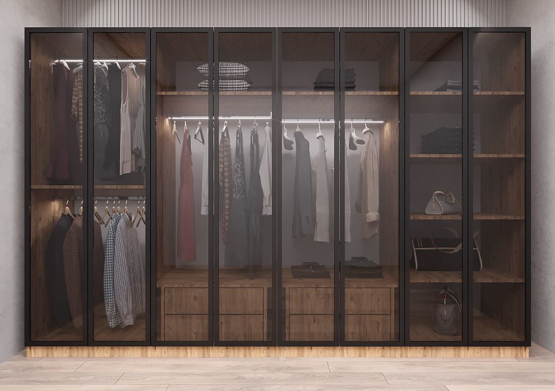 Dante Reflekte Cam 8 Kapaklı Gardırop Montaj Dahil Işıklandırma Hediyeli Çam Ölçü Seçenekli