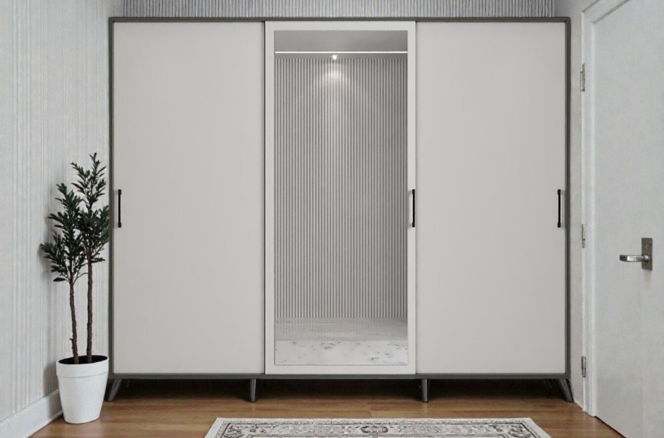 Beyzade Sürgülü Portmanto Vestiyer Füme-Beyaz Ücretsiz Kurulum Ölçü Seçenekli