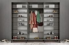 Beyzade Sürgülü Portmanto Vestiyer Füme-Beyaz Ücretsiz Kurulum Ölçü Seçenekli