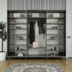 Beyzade Sürgülü Portmanto Vestiyer Füme-Beyaz Ücretsiz Kurulum Ölçü Seçenekli