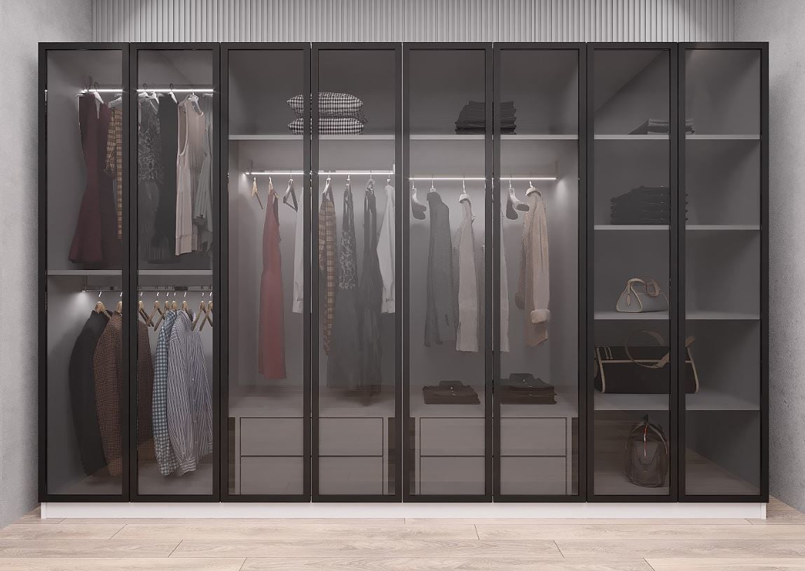 Dante Reflekte Cam 8 Kapaklı Gardırop Montaj Dahil Işıklandırma Hediyeli Beyaz Ölçü Seçenekli