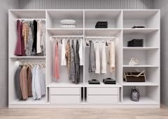 Dante Reflekte Cam 8 Kapaklı Gardırop Montaj Dahil Işıklandırma Hediyeli Beyaz Ölçü Seçenekli