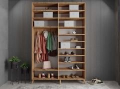 Panama Sürgülü Yüklük Modüllü Portmanto Vestiyer Ayakkabılık Çam Ölçü Seçenekli