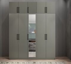 Soft 10 Kapaklı Yüklüklü Gizli Çekmeceli Gardırop Dolap Fume- Ücretsiz Kurulum