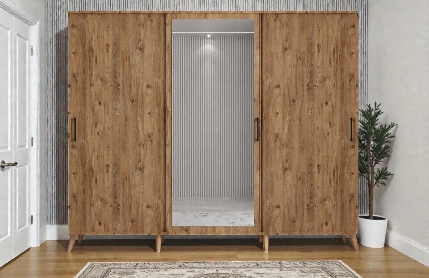 Beyzade Sürgülü Portmanto Vestiyer Çam Ücretsiz Kurulum Ölçü Seçenekli