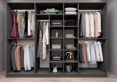 Vetra Reflekte Cam 7 Kapaklı Gardırop Montaj Dahil Işıklandırma Hediyeli Füme Ölçü Seçenekli