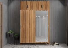 Panama Sürgülü Yüklük Modüllü Portmanto Vestiyer Ayakkabılık Ceviz Ölçü Seçenekli