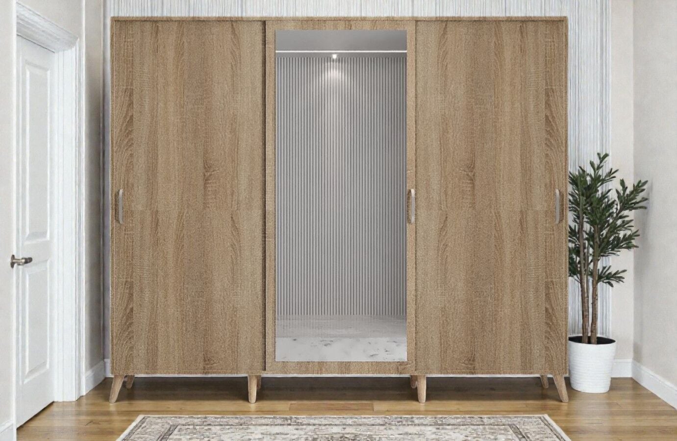 Beyzade Sürgülü Portmanto Vestiyer Meşe Ücretsiz Kurulum Ölçü Seçenekli