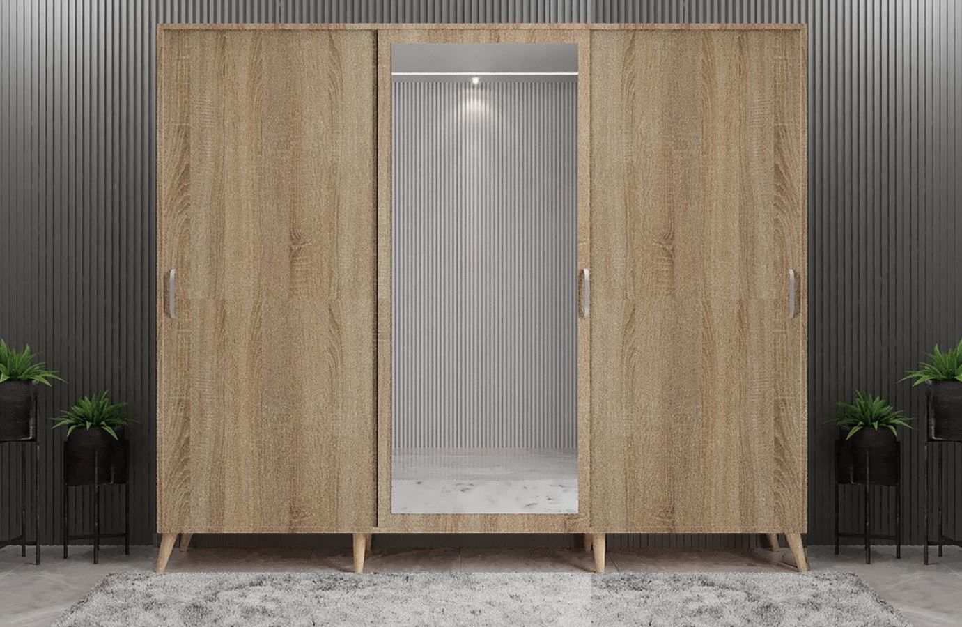 Beyzade Sürgülü Portmanto Vestiyer Meşe Ücretsiz Kurulum Ölçü Seçenekli