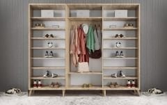 Beyzade Sürgülü Portmanto Vestiyer Meşe Ücretsiz Kurulum Ölçü Seçenekli