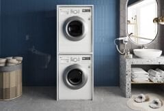 Bohem Çamaşır Ve Kurutma Makinesi Dolabı Banyo Dolabı Beyaz - Ücretsiz Kurulum