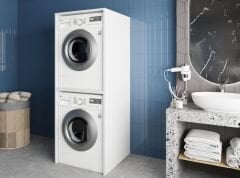 Bohem Çamaşır Ve Kurutma Makinesi Dolabı Banyo Dolabı Beyaz - Ücretsiz Kurulum