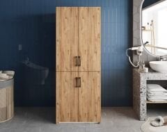 Bohem Çamaşır Ve Kurutma Makinesi Dolabı Banyo Dolabı Çam- Ücretsiz Kurulum