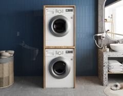 Bohem Çamaşır Ve Kurutma Makinesi Dolabı Banyo Dolabı Çam- Ücretsiz Kurulum