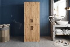 Bohem Çamaşır Ve Kurutma Makinesi Dolabı Banyo Dolabı Çam- Ücretsiz Kurulum