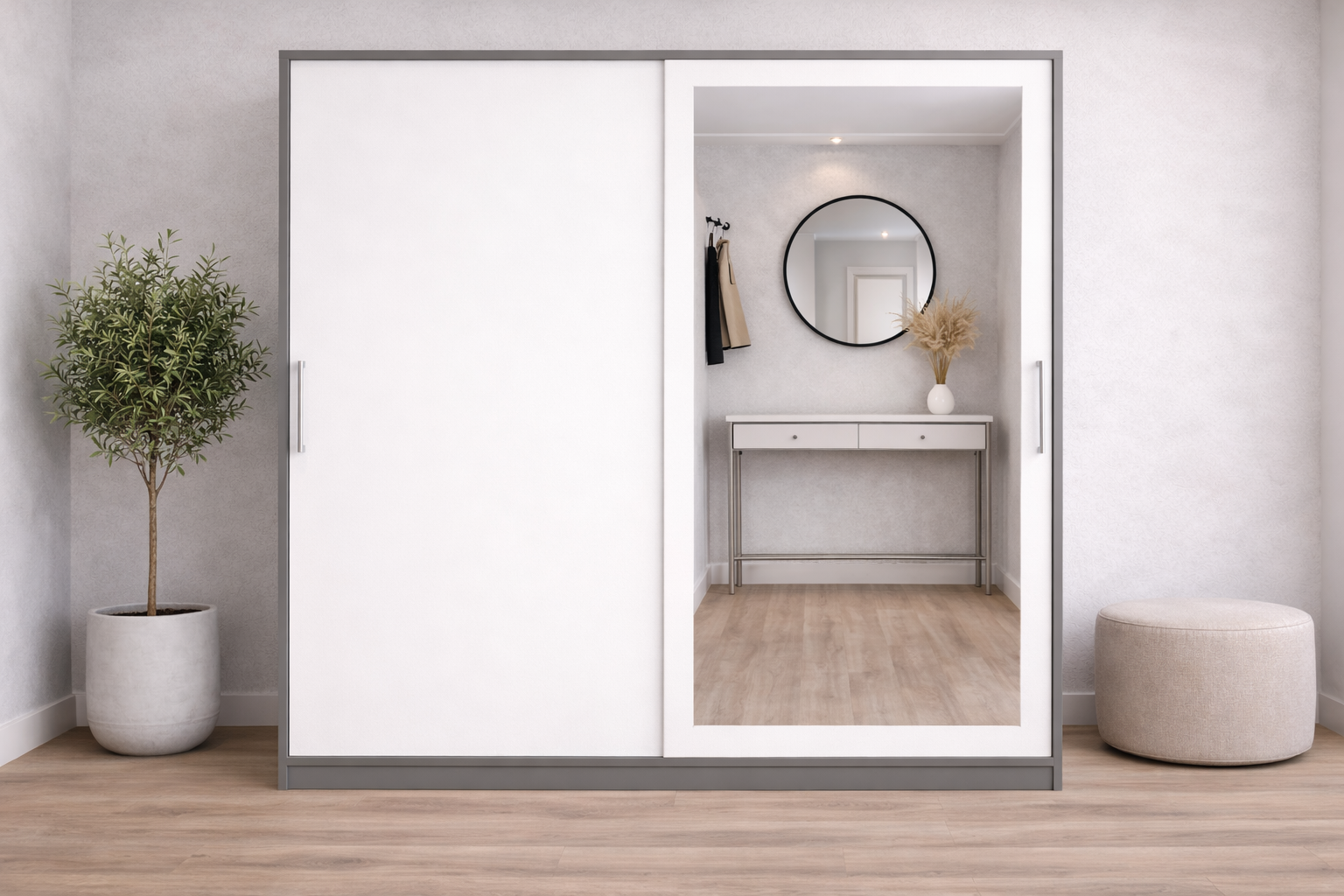 Alba Sürgülü Portmanto Vestiyer Füme Beyaz - Ücretsiz Montaj Hizmeti