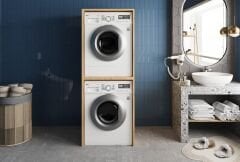 Bohem Çamaşır Ve Kurutma Makinesi Dolabı Banyo Dolabı Meşe- Ücretsiz Kurulum