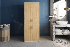 Bohem Çamaşır Ve Kurutma Makinesi Dolabı Banyo Dolabı Meşe- Ücretsiz Kurulum