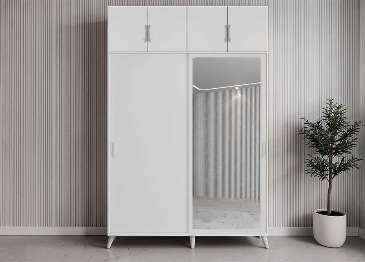 Panama Sürgülü Yüklük Modüllü Portmanto Vestiyer Ayakkabılık Beyaz Ölçü Seçenekli