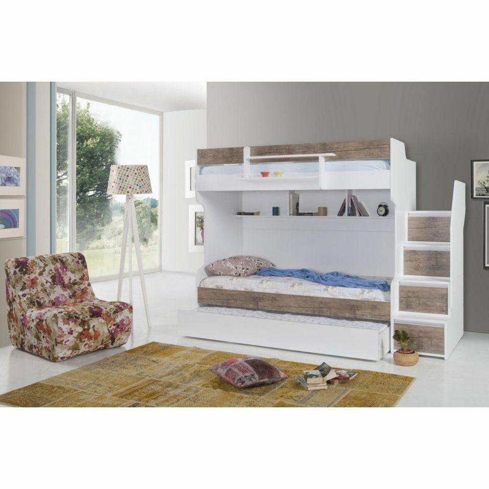 Towerbed 3 lü Yavrulu Ranza Beyaz Antik Meşe- Kurulum Hizmeti- Özel Teslimat