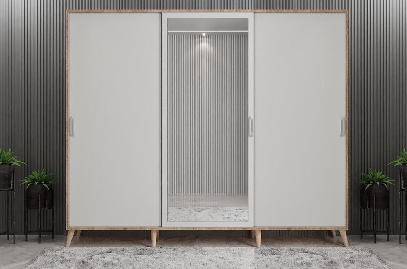 Beyzade Sürgülü Portmanto Vestiyer Meşe-Beyaz Ücretsiz Kurulum Ölçü Seçenekli