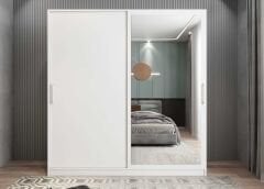 Star Sürgü Kapaklı Gizli Çekmeceli Dolap Gardırop Beyaz - Ücretsiz Kurulum