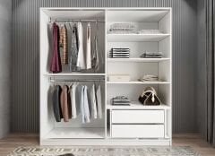 Star Sürgü Kapaklı Gizli Çekmeceli Dolap Gardırop Beyaz - Ücretsiz Kurulum