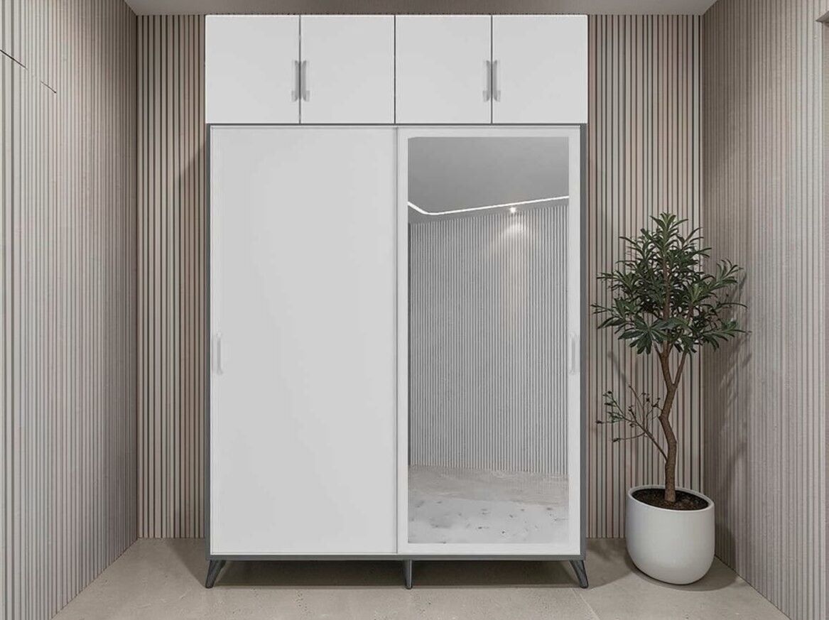 Panama Sürgülü Yüklük Modüllü Portmanto Vestiyer Ayakkabılık Füme Beyaz Ölçü Seçenekli