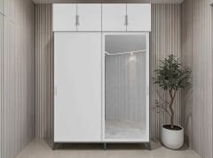 Panama Sürgülü Yüklük Modüllü Portmanto Vestiyer Ayakkabılık Füme Beyaz Ölçü Seçenekli