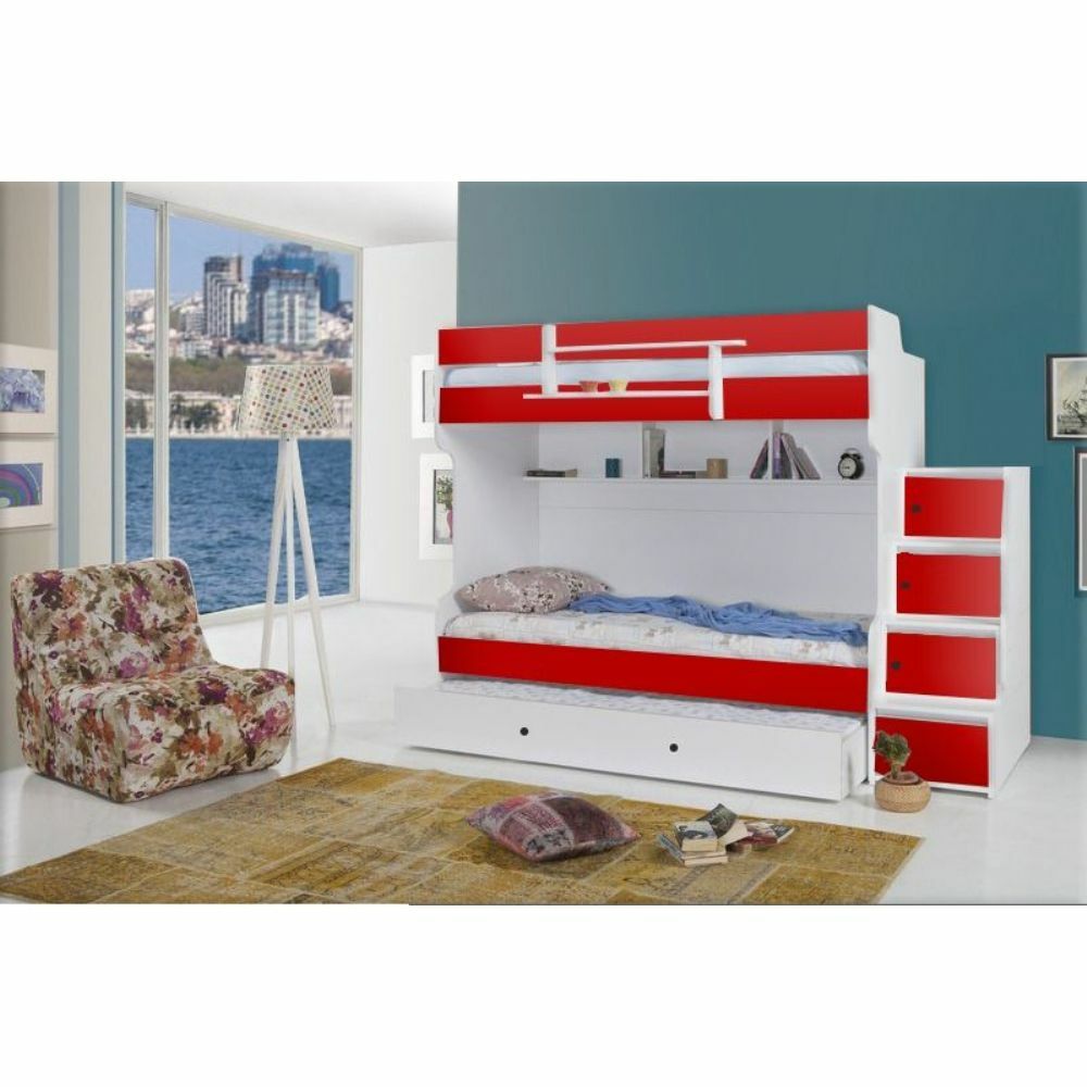 Towerbed 3 lü Yavrulu Ranza Beyaz Kırmızı-Kurulum Hizmeti- Özel Teslimat