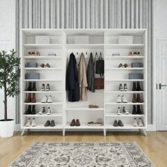 Beyzade Sürgülü Portmanto Vestiyer Beyaz Ücretsiz Kurulum Ölçü Seçenekli