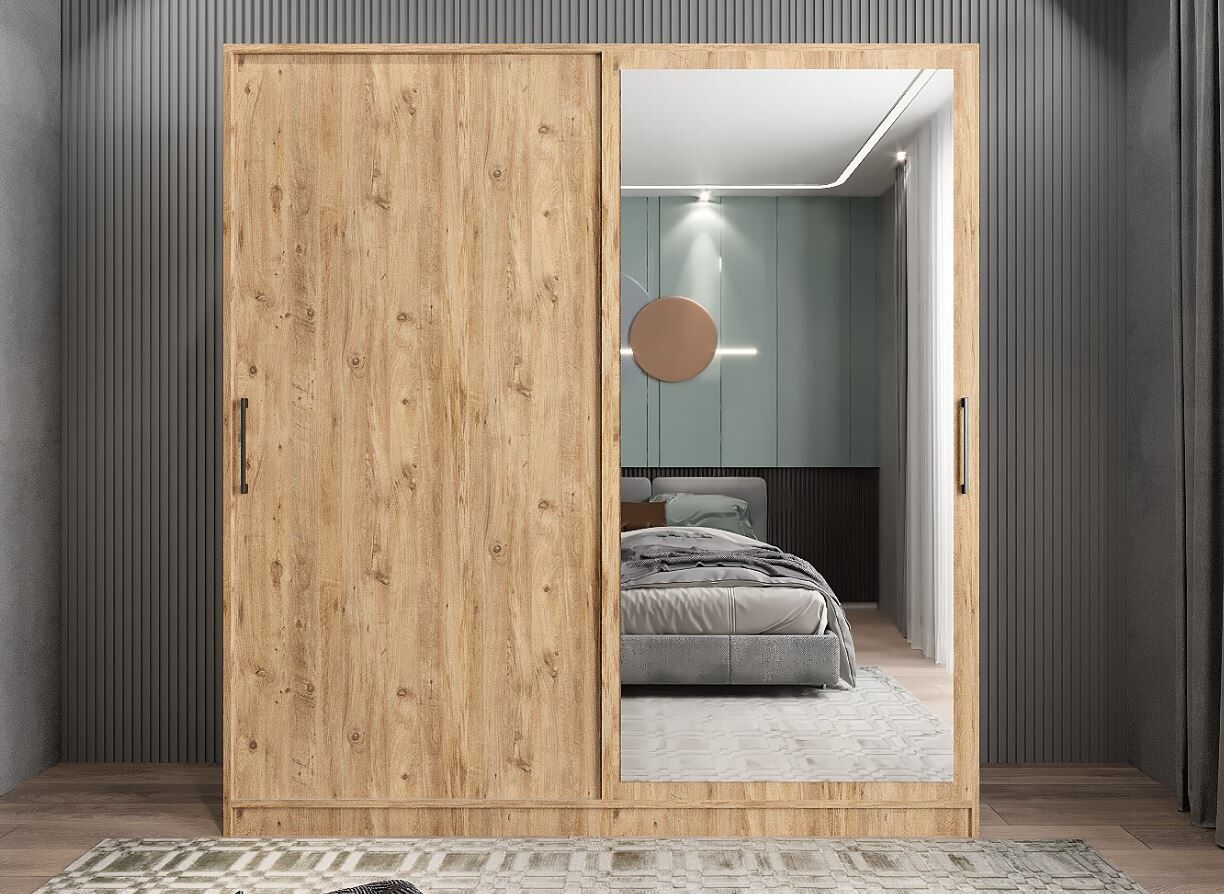 Star Sürgü Kapaklı Gizli Çekmeceli Dolap Gardırop Çam- Ücretsiz Kurulum