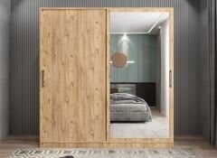 Star Sürgü Kapaklı Gizli Çekmeceli Dolap Gardırop Çam- Ücretsiz Kurulum