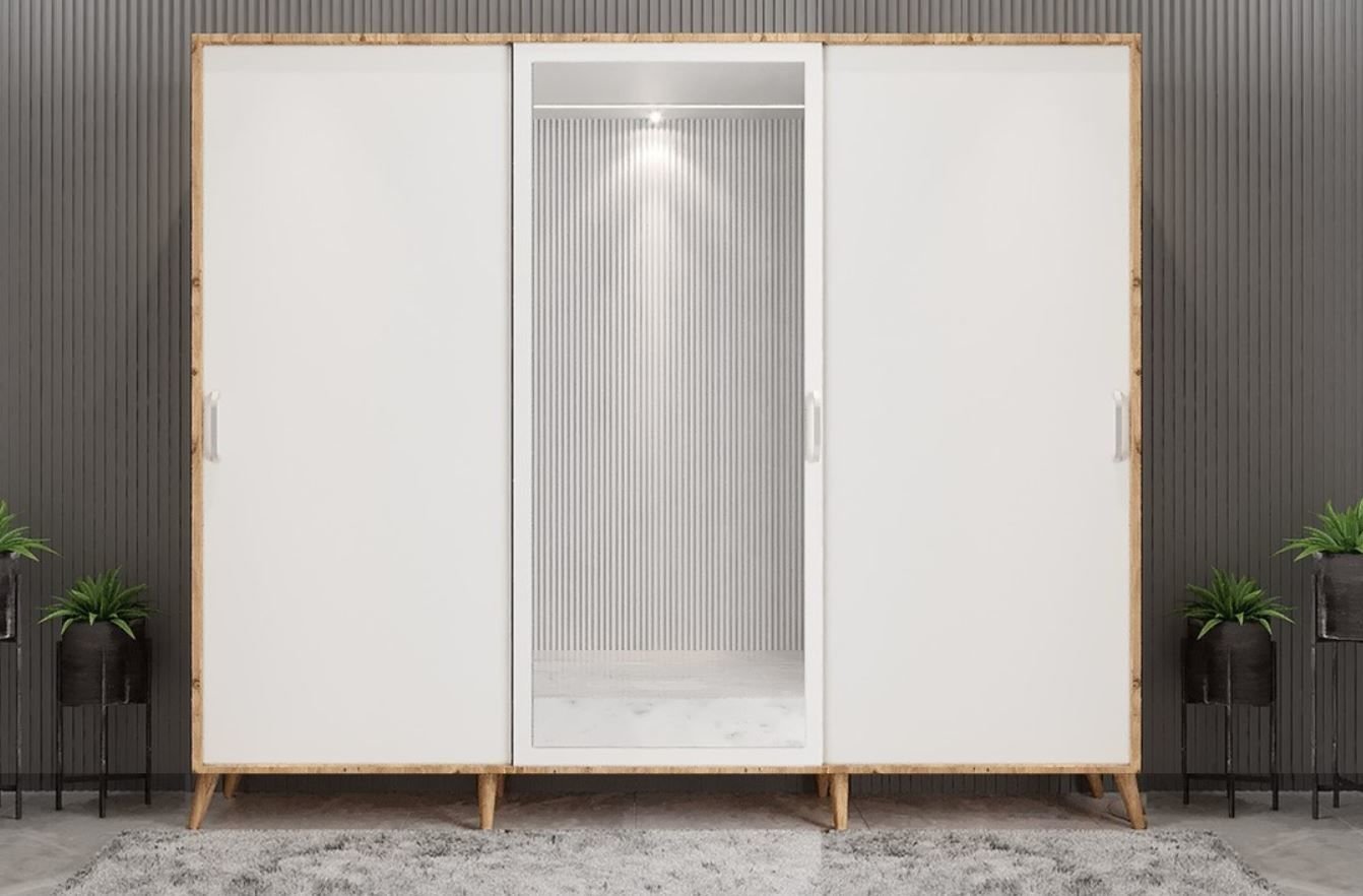 Beyzade Sürgülü Portmanto Vestiyer Çam-Beyaz Ücretsiz Kurulum Ölçü Seçenekli