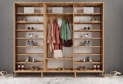 Beyzade Sürgülü Portmanto Vestiyer Çam-Beyaz Ücretsiz Kurulum Ölçü Seçenekli