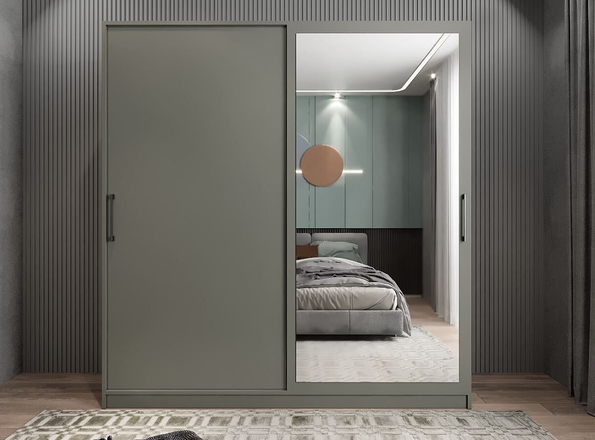 Star Sürgü Kapaklı Gizli Çekmeceli Dolap Gardırop Fume- Ücretsiz Kurulum