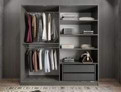 Star Sürgü Kapaklı Gizli Çekmeceli Dolap Gardırop Fume- Ücretsiz Kurulum