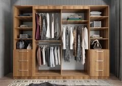 Bella Sürgü Kapaklı Dolap Gardırop Ceviz - Ücretsiz Kurulum