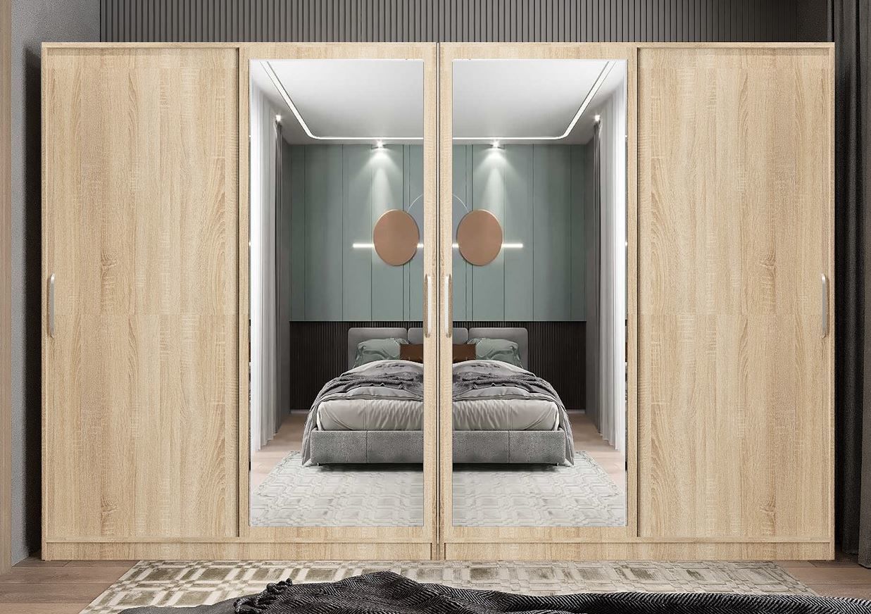 Albero Sürgü Kapaklı Gizli Çekmeceli Gardırop Dolap Meşe Ölçü Seçenekli - Ücretsiz Kurulum