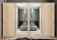 Albero Sürgü Kapaklı Gizli Çekmeceli Gardırop Dolap Meşe Ölçü Seçenekli - Ücretsiz Kurulum