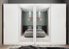 Albero Sürgü Kapaklı Gizli Çekmeceli Gardırop Dolap Beyaz Ölçü Seçenekli - Ücretsiz Kurulum